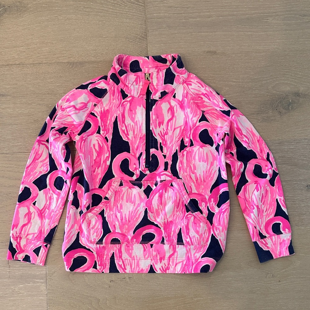 Lilly Pulitzer Pink Flamingo zip pullover